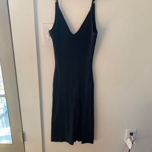 Black spaghetti strap Dress with high split